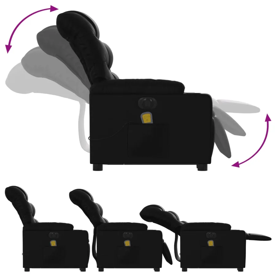 Fauteuil inclinable de massage électrique noir similicuir - 7
