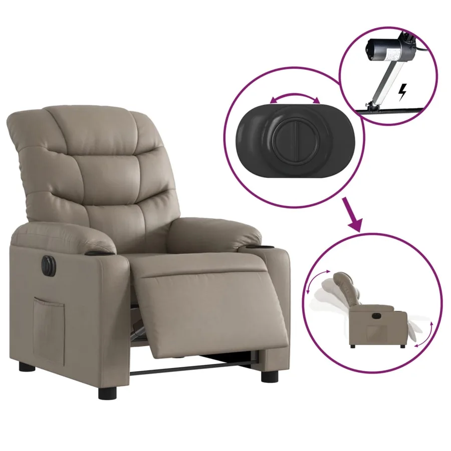 Fauteuil inclinable électrique Cappuccino Similicuir - 6