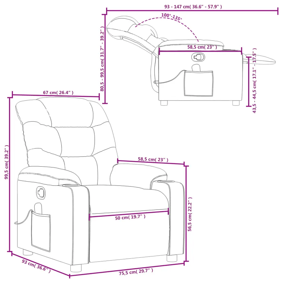 Fauteuil de massage inclinable rouge similicuir - 12