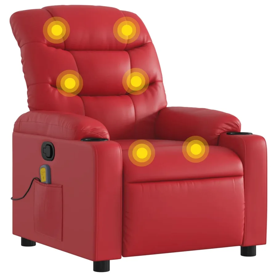 Fauteuil de massage inclinable rouge similicuir - 2