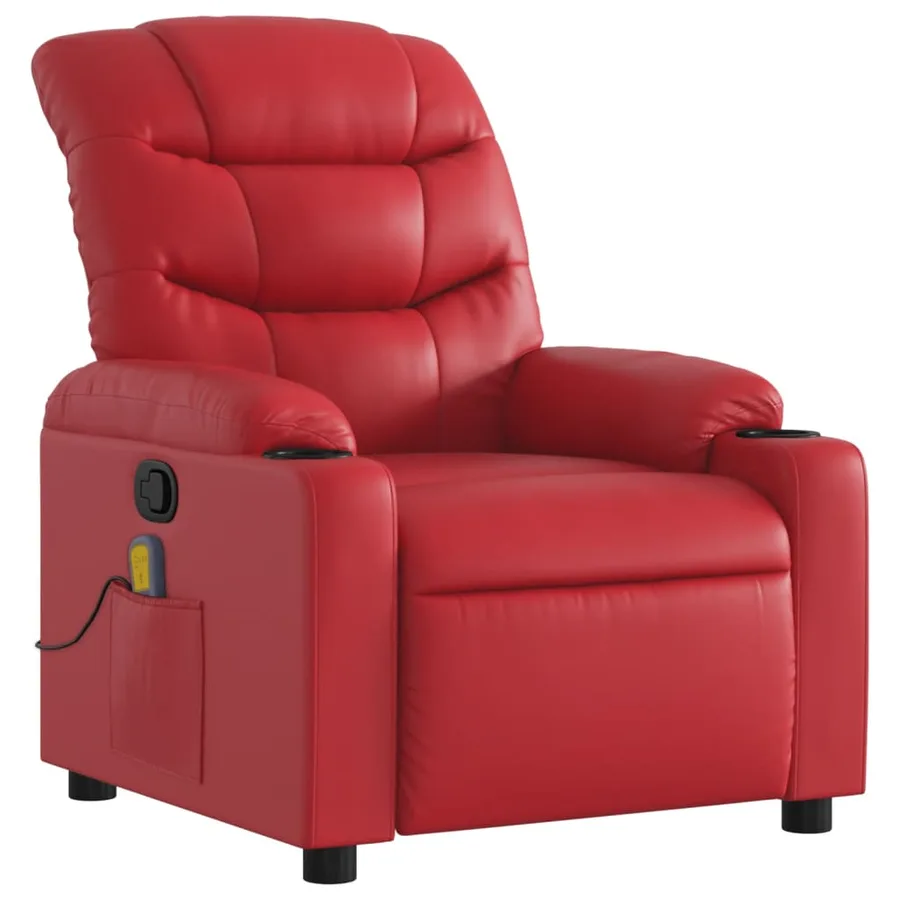 Fauteuil de massage inclinable rouge similicuir - 3