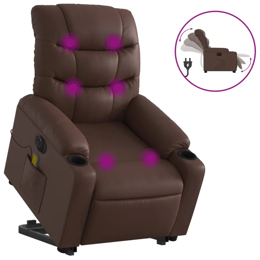 Fauteuil inclinable de massage électrique marron similicuir - 2