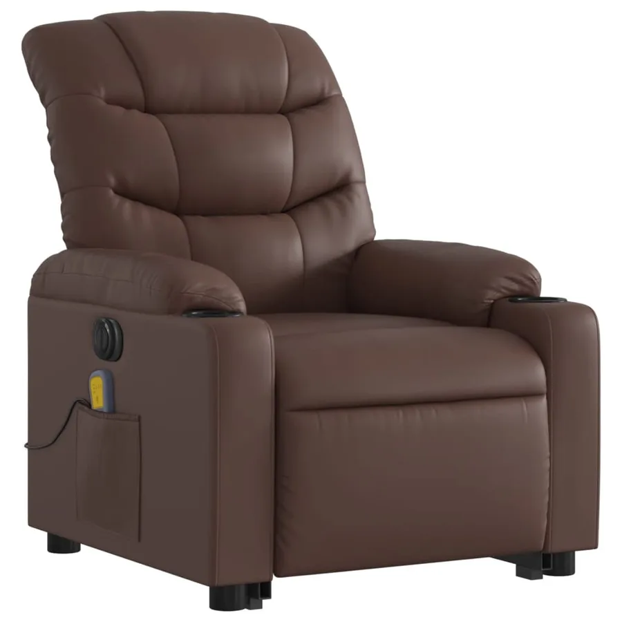 Fauteuil inclinable de massage électrique marron similicuir - 4