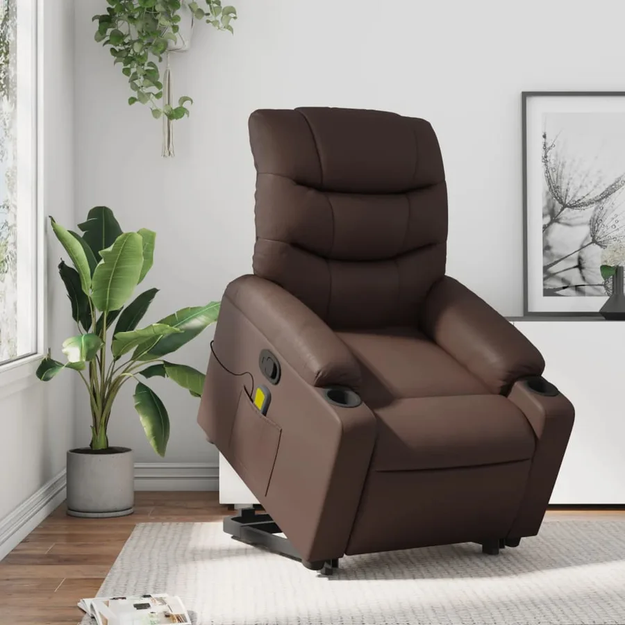 Fauteuil inclinable de massage Marron Similicuir - 15