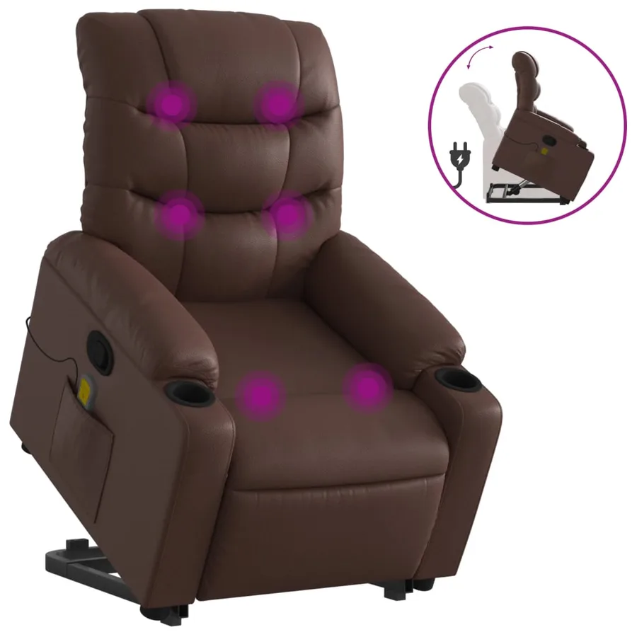 Fauteuil inclinable de massage Marron Similicuir - 2