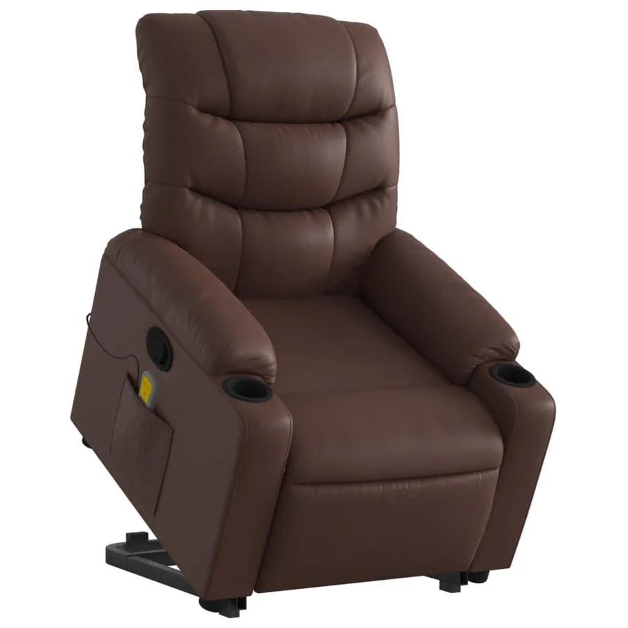 Fauteuil inclinable de massage Marron Similicuir - 3