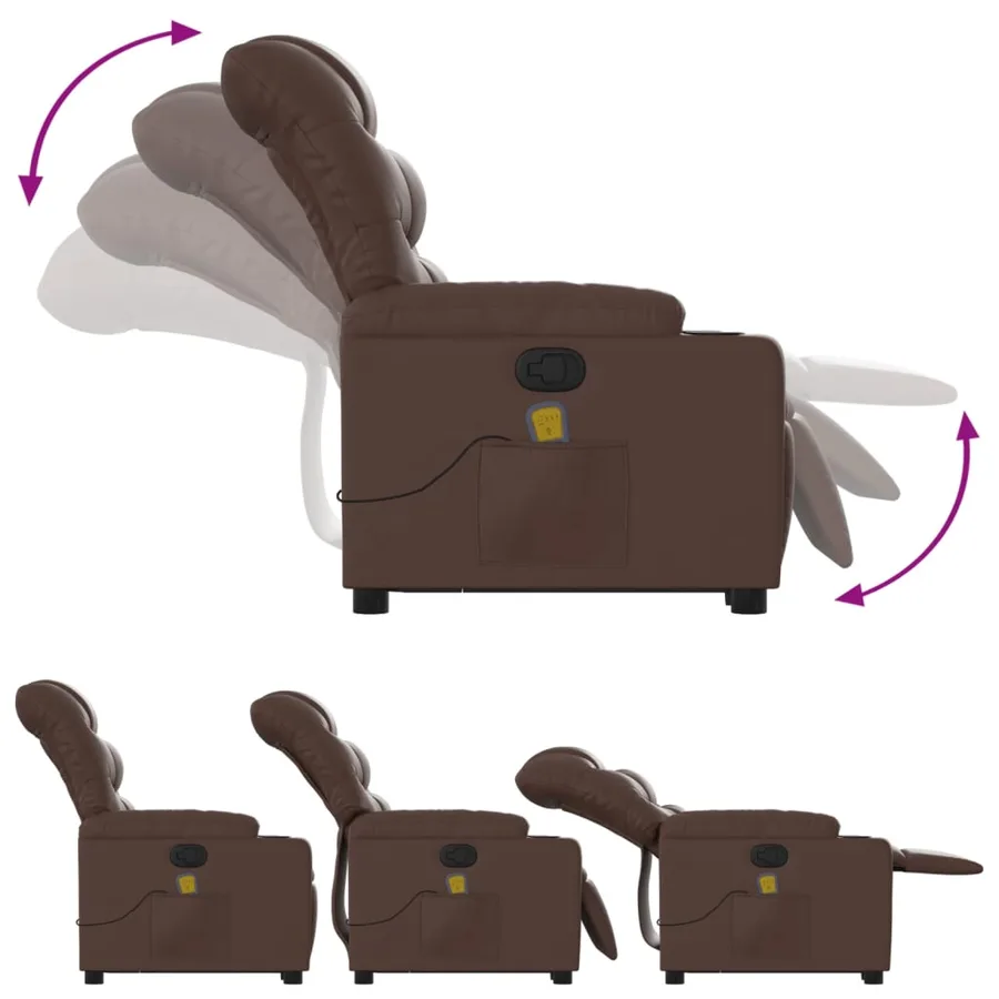 Fauteuil inclinable de massage Marron Similicuir - 7