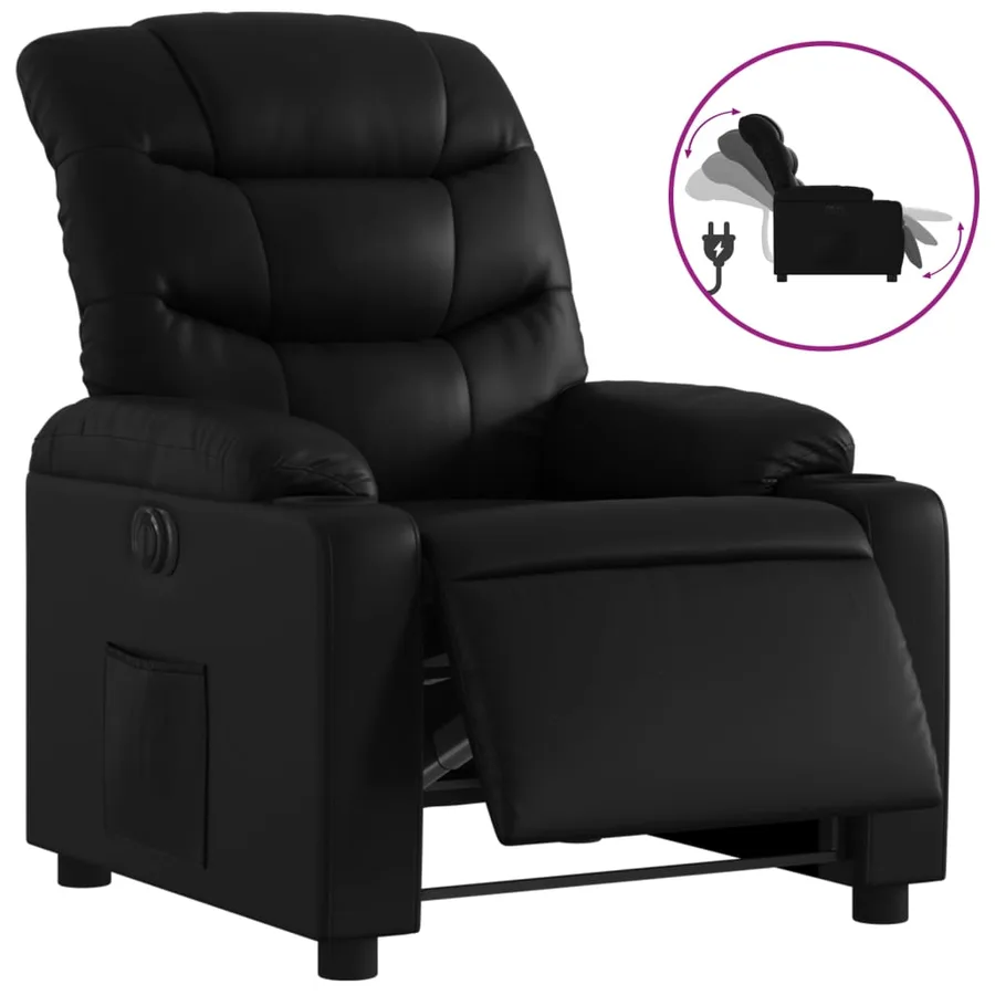 Fauteuil inclinable électrique Noir Similicuir - 2