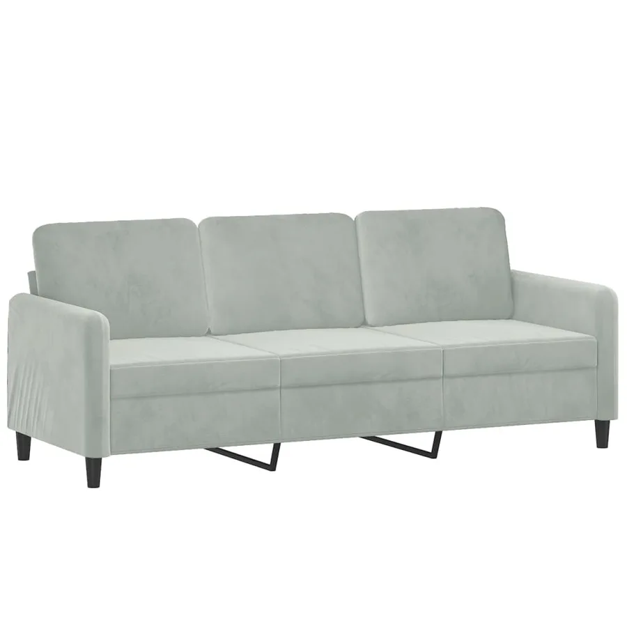 Canapé à 3 places avec repose-pieds Gris clair 180 cm Velours - 4