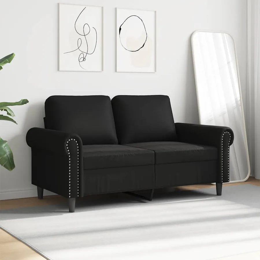 Canapé à 2 places Noir 120 cm Similicuir - 3