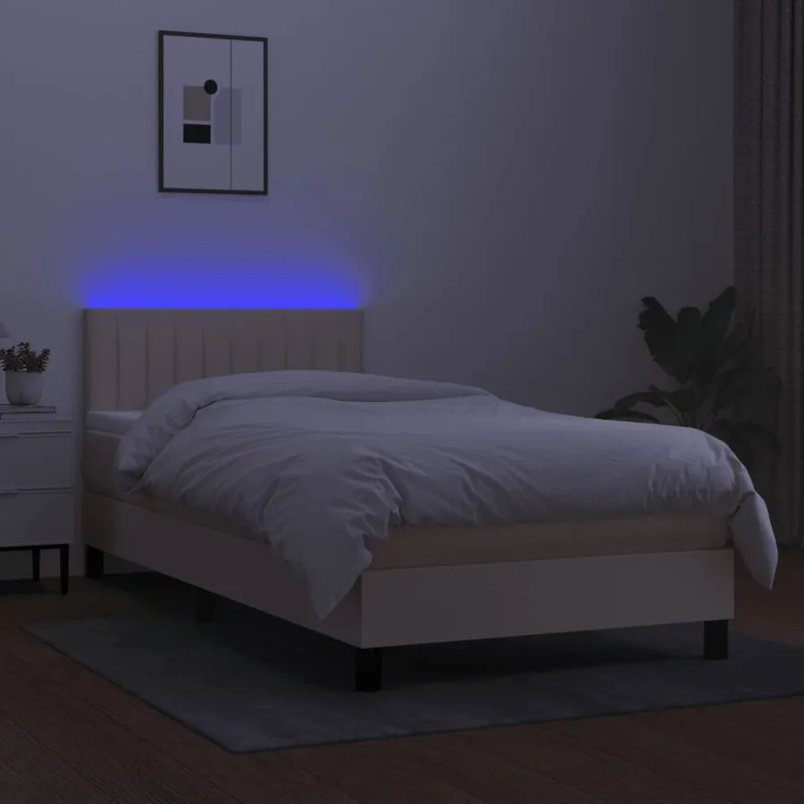 Sommier à lattes de lit avec matelas LED Crème 80x200 cm Tissu - 4