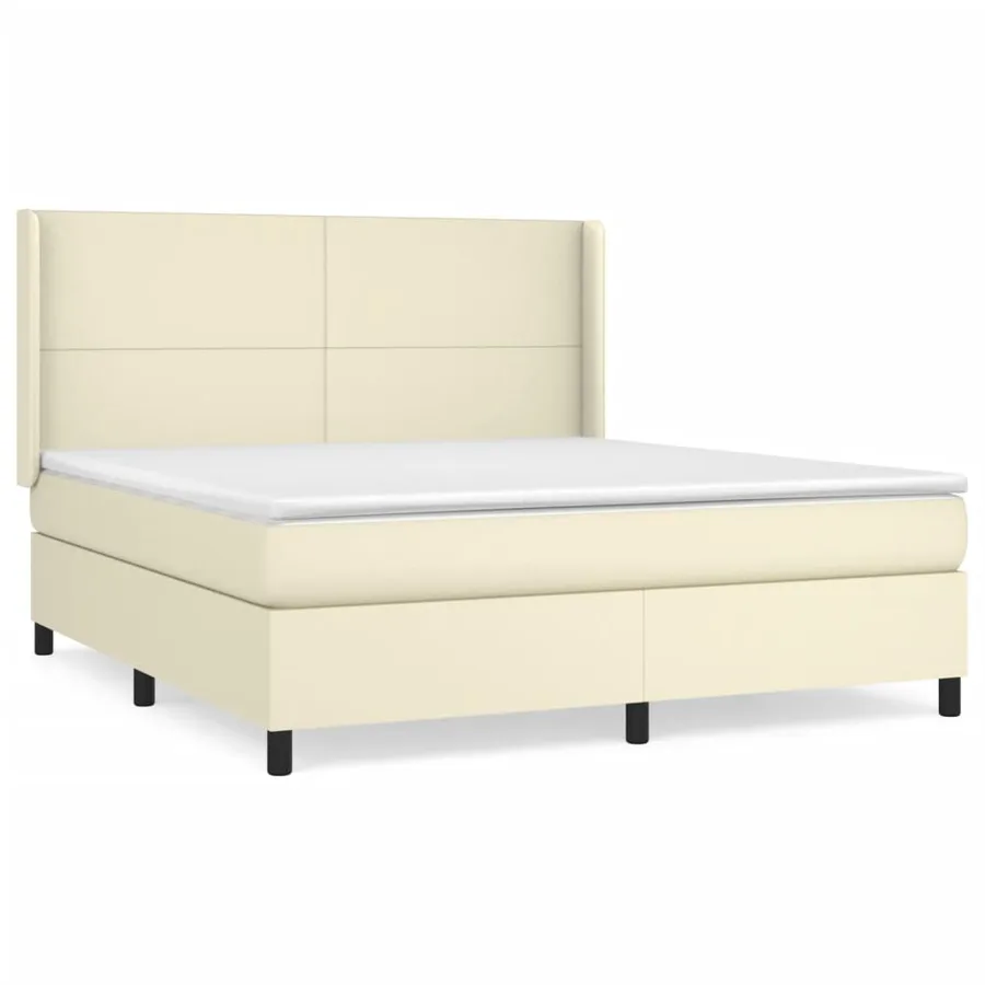 Sommier à lattes de lit avec matelas Crème 160x200cm Similicuir - 2