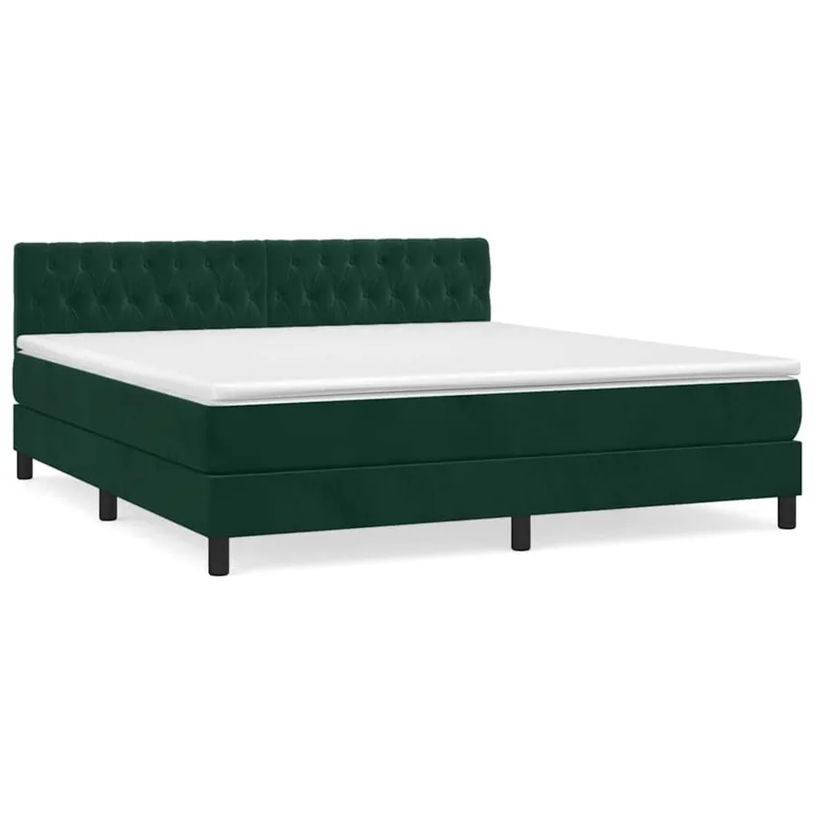 Sommier à lattes de lit et matelas Vert foncé 180x200cm Velours - 2