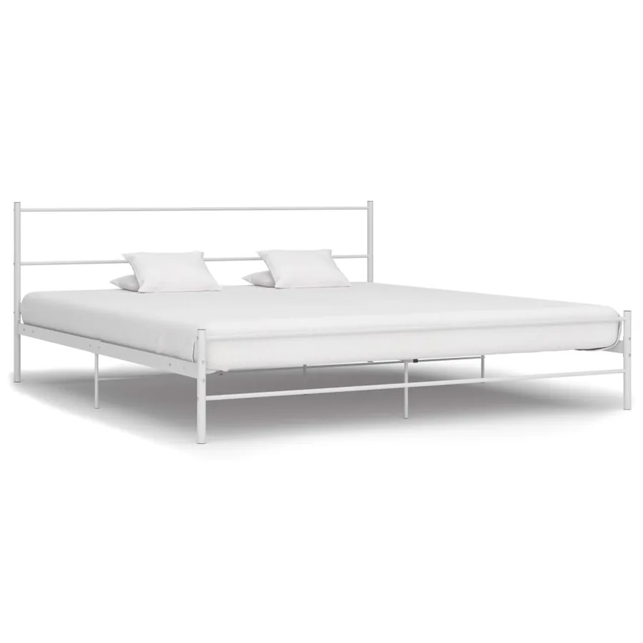 Cadre de lit sans matelas blanc métal 180x200 cm
