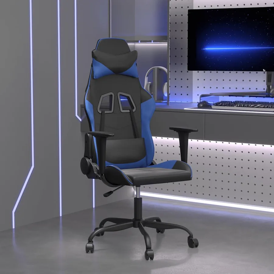 Chaise de jeu Noir et bleu Similicuir