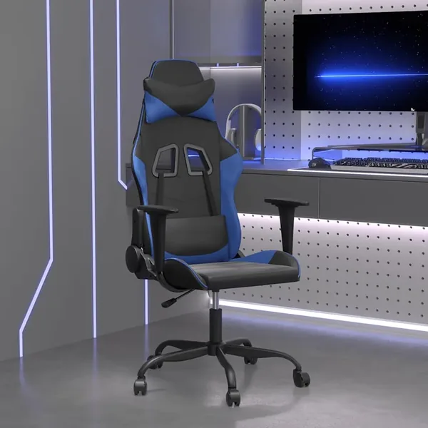 Chaise de jeu Noir et bleu Similicuir