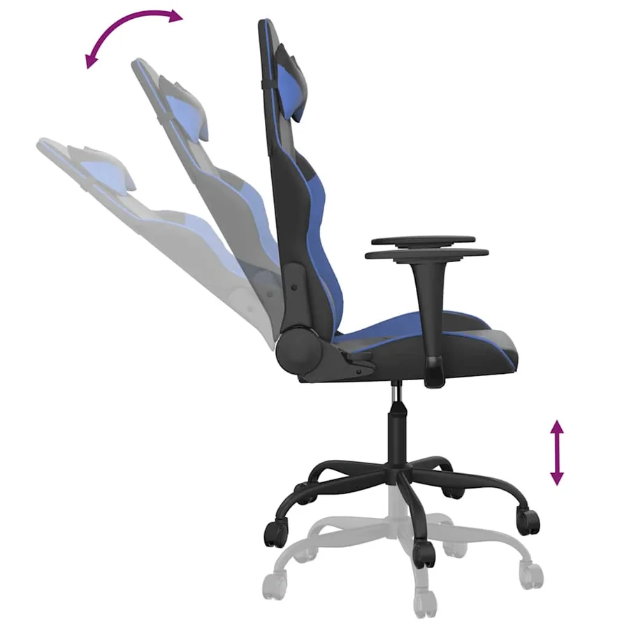 Chaise de jeu Noir et bleu Similicuir - 6