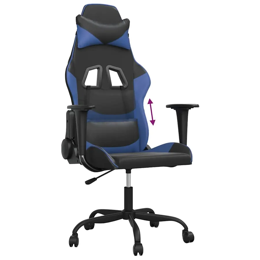 Chaise de jeu Noir et bleu Similicuir - 7