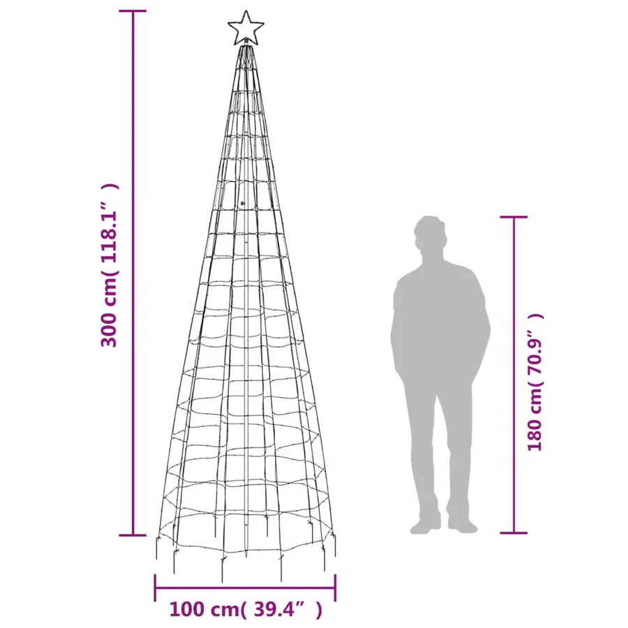 Sapin de Noël à LED avec piquets 570 LED blanc chaud 300 cm - 10