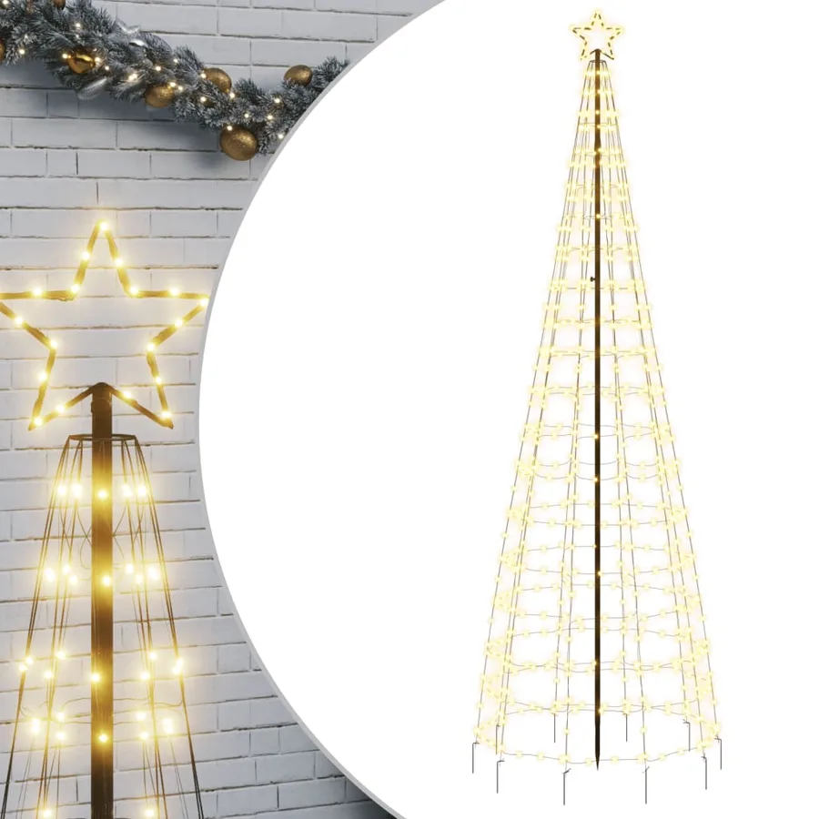 Sapin de Noël à LED avec piquets 570 LED blanc chaud 300 cm - 2