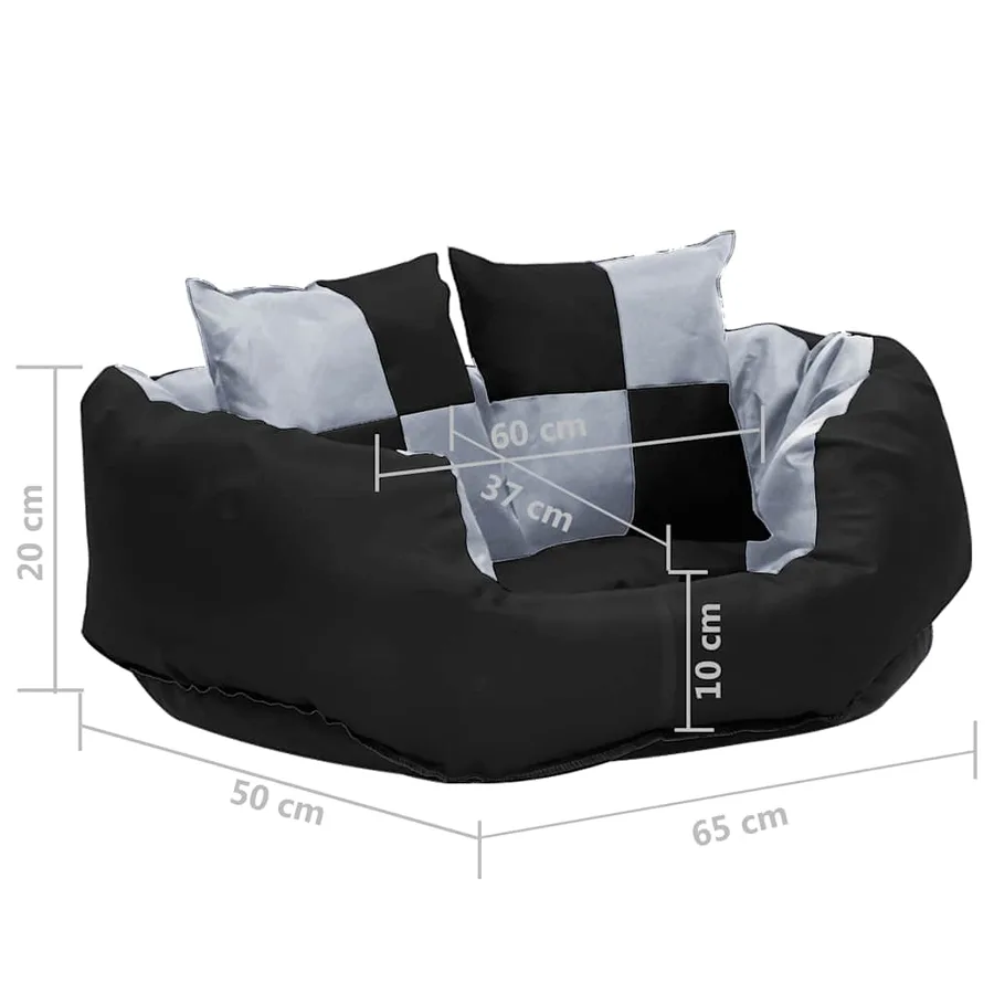 Coussin réversible lavable pour chien Gris et noir 65x50x20 cm - 11