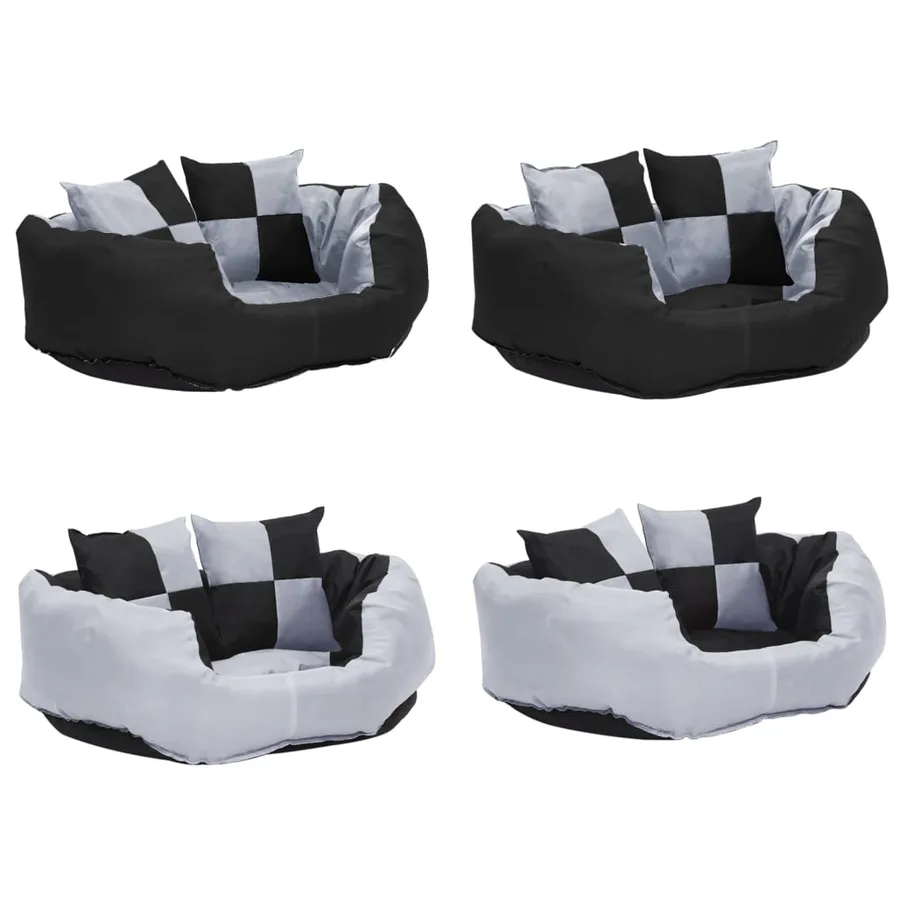 Coussin réversible lavable pour chien Gris et noir 65x50x20 cm - 7