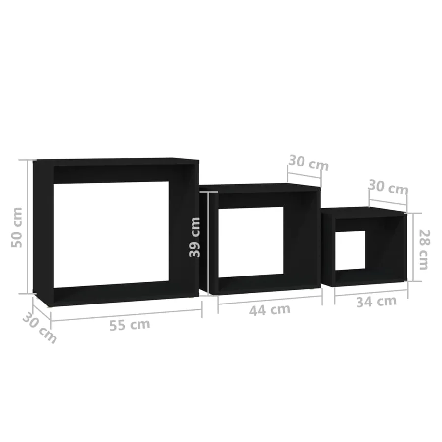 Tables gigognes 3 pcs Noir Aggloméré - 10