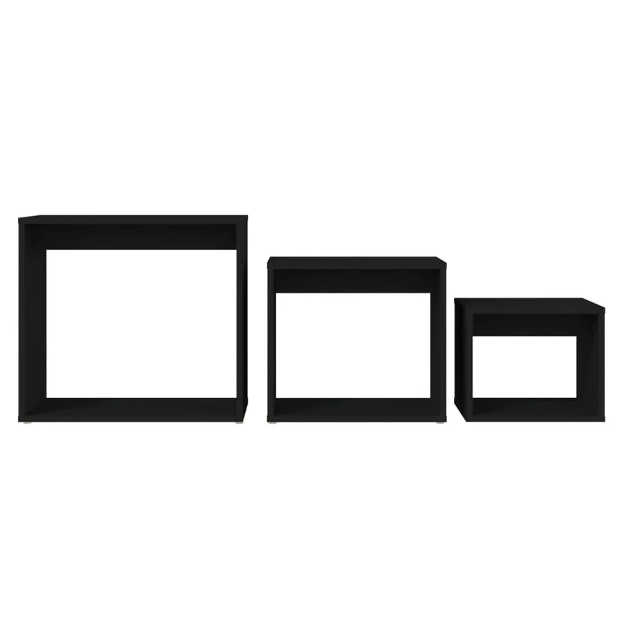 Tables gigognes 3 pcs Noir Aggloméré - 6