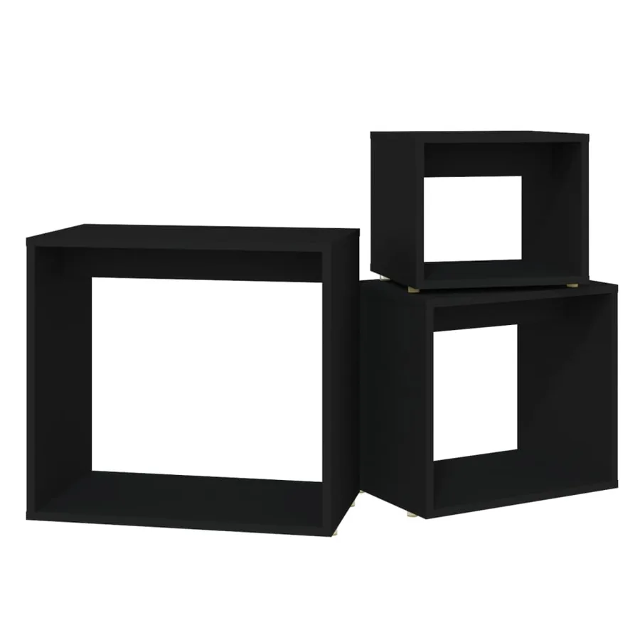 Tables gigognes 3 pcs Noir Aggloméré - 7