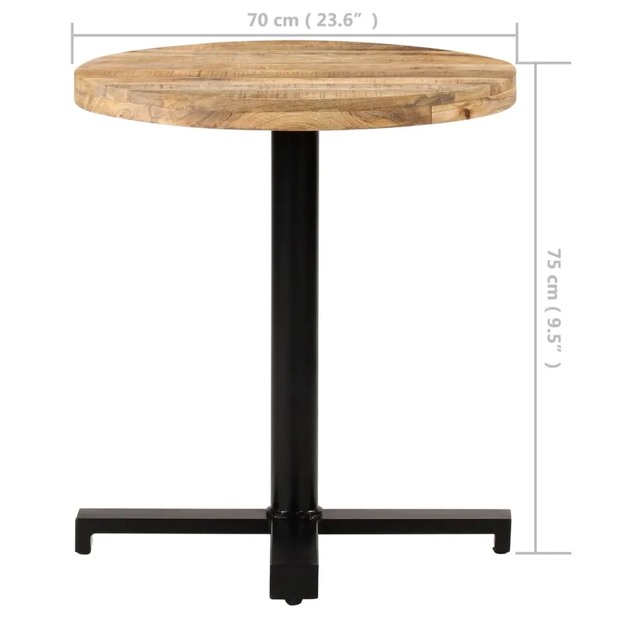 Table de bistro Ronde Ø70x75 cm Bois de manguier brut - 6