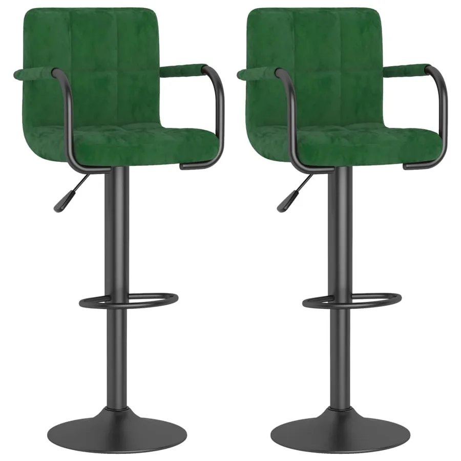 Tabourets de bar lot de 2 vert foncé velours - 2