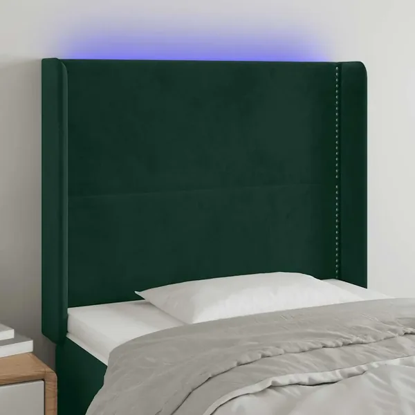 Tête de lit à LED Vert foncé 93x16x118/128 cm Velours