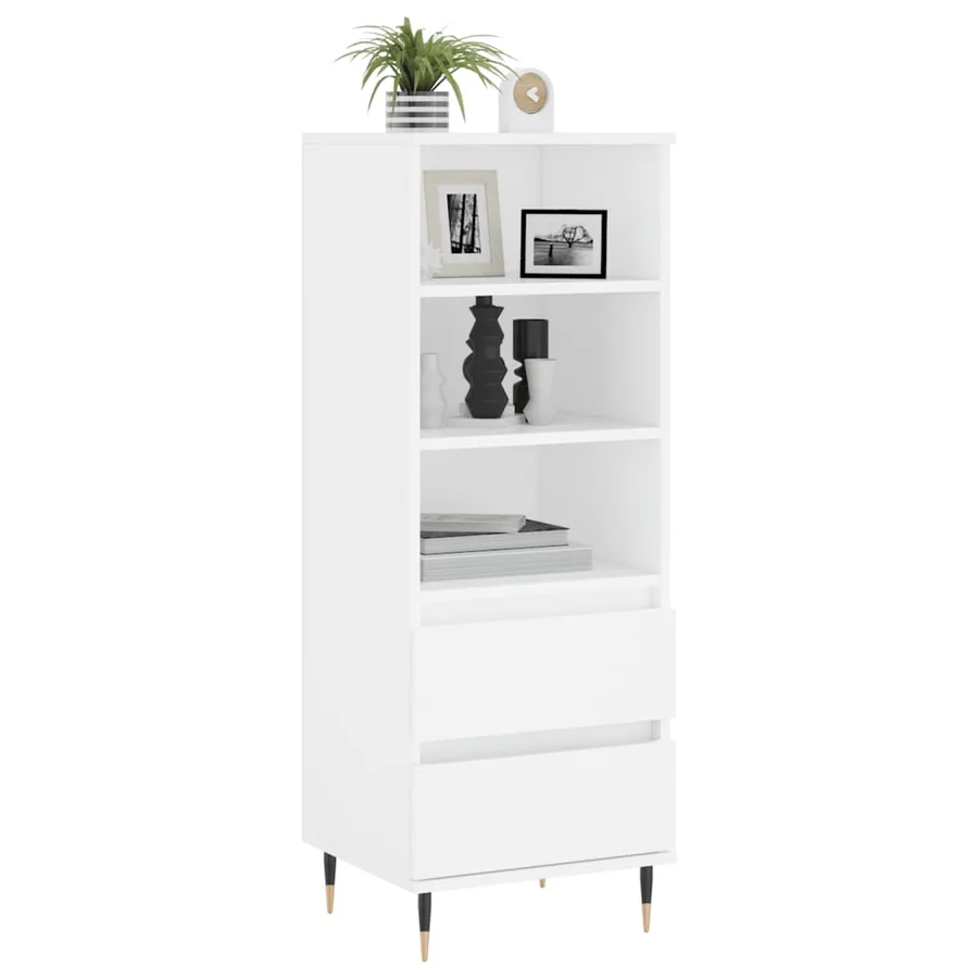 Buffet haut Blanc 40x36x110 cm Bois d'ingénierie - 3