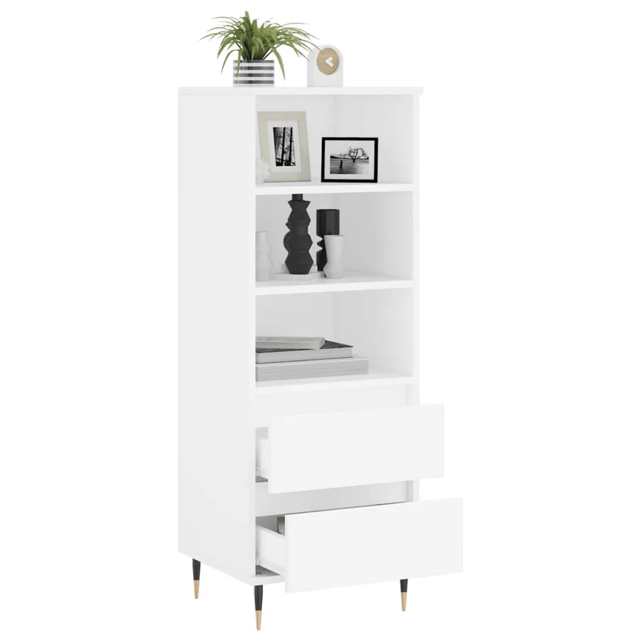 Buffet haut Blanc 40x36x110 cm Bois d'ingénierie - 4