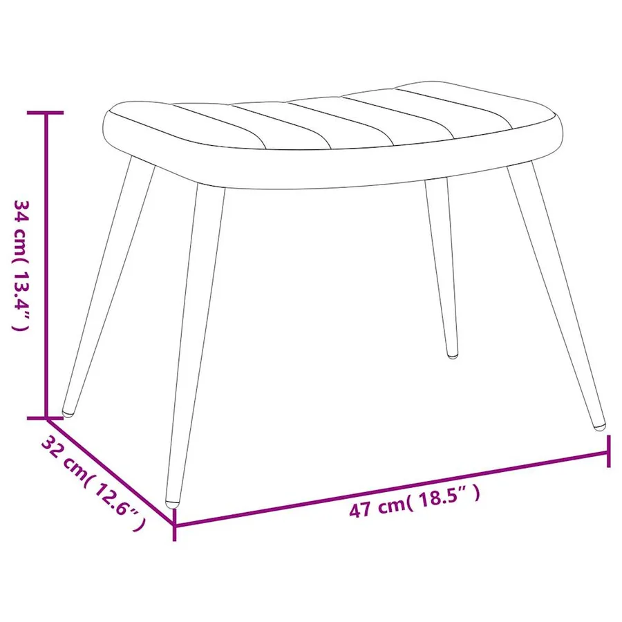 Chaise de relaxation avec tabouret Noir Velours - 13