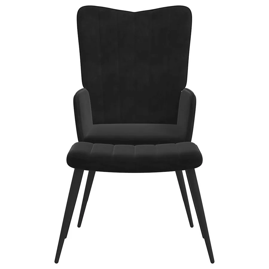 Chaise de relaxation avec tabouret Noir Velours - 3