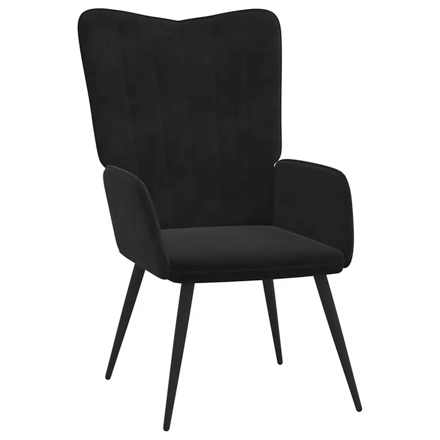 Chaise de relaxation avec tabouret Noir Velours - 6