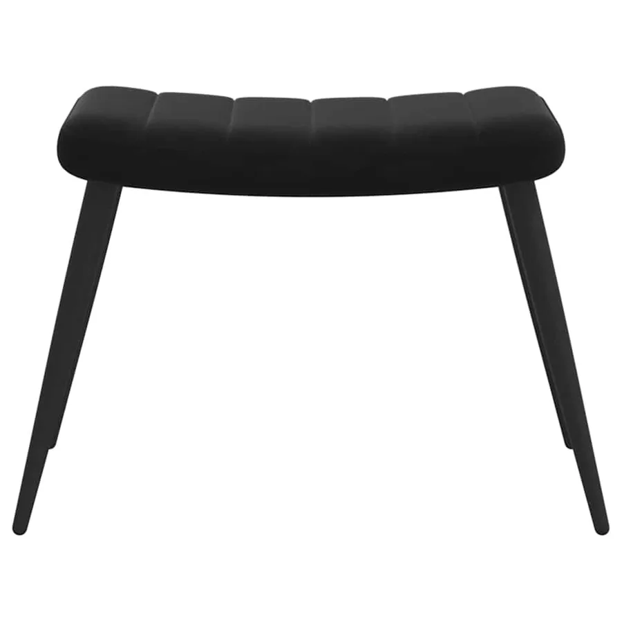 Chaise de relaxation avec tabouret Noir Velours - 9