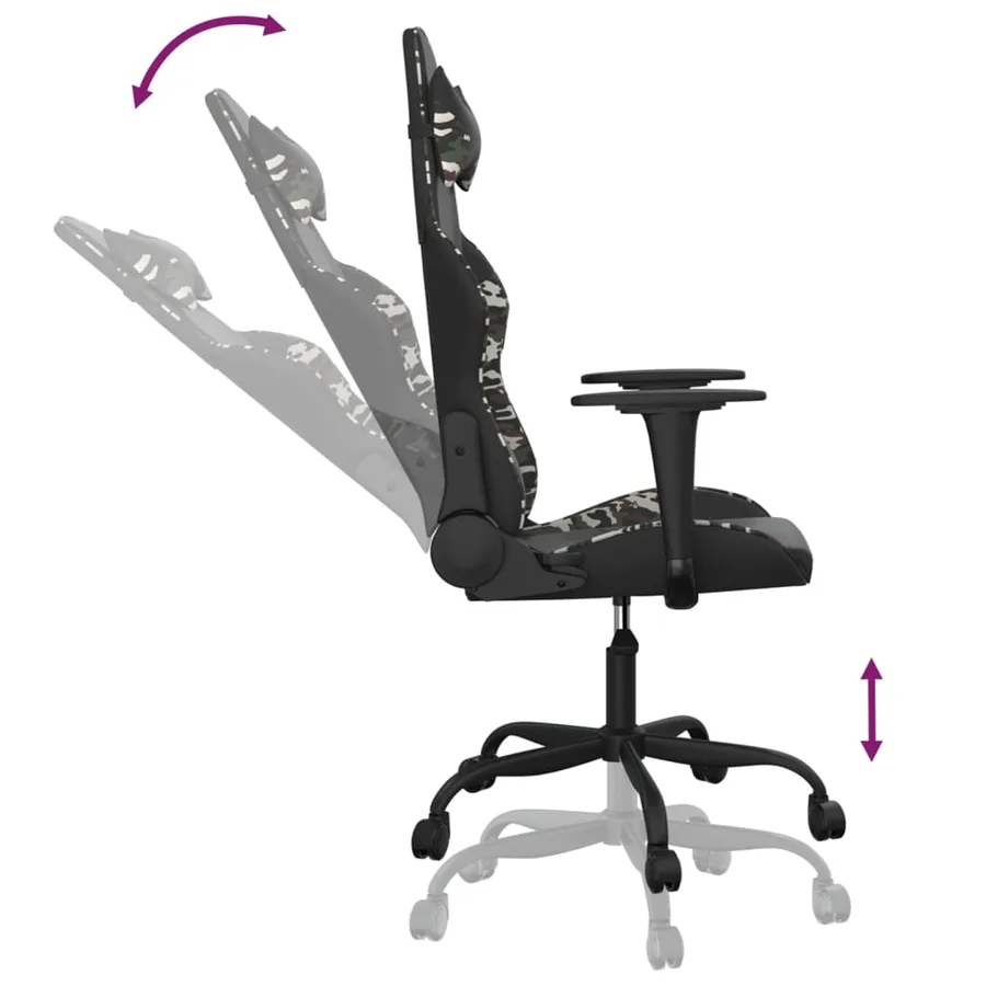 Chaise de jeu de massage Noir et camouflage Similicuir - 6