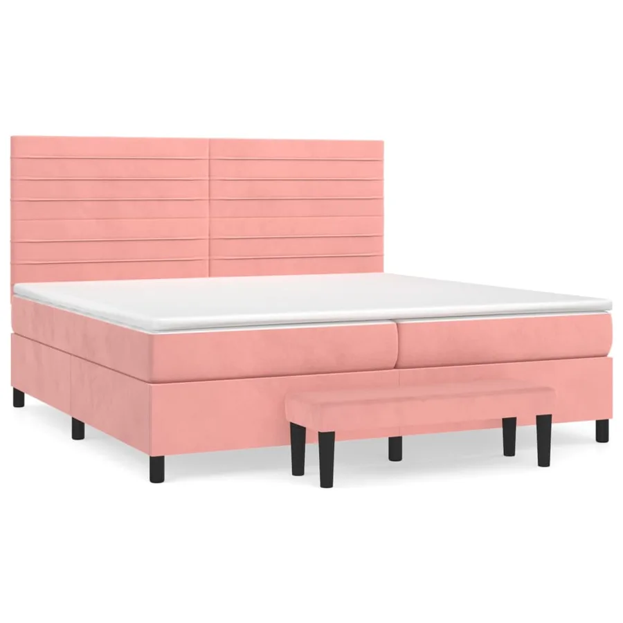 Sommier à lattes de lit avec matelas Rose 200x200 cm Velours - 2