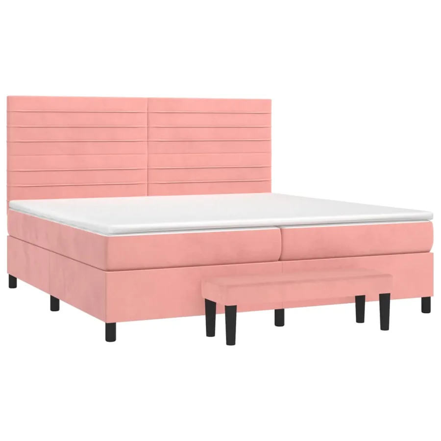 Sommier à lattes de lit avec matelas Rose 200x200 cm Velours - 3