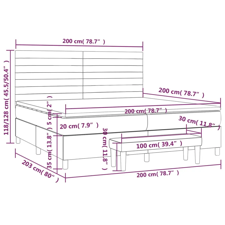 Sommier à lattes de lit avec matelas Rose 200x200 cm Velours - 8