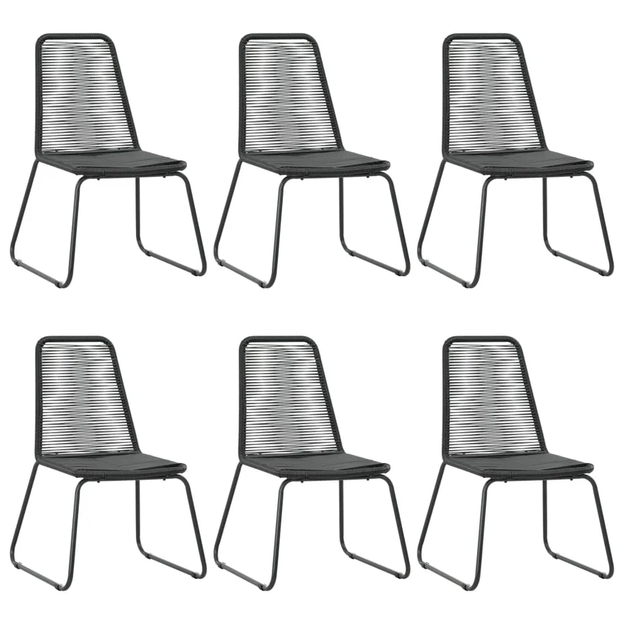 Ensemble à manger de jardin 7 pcs PVC résine tressée noir - 4