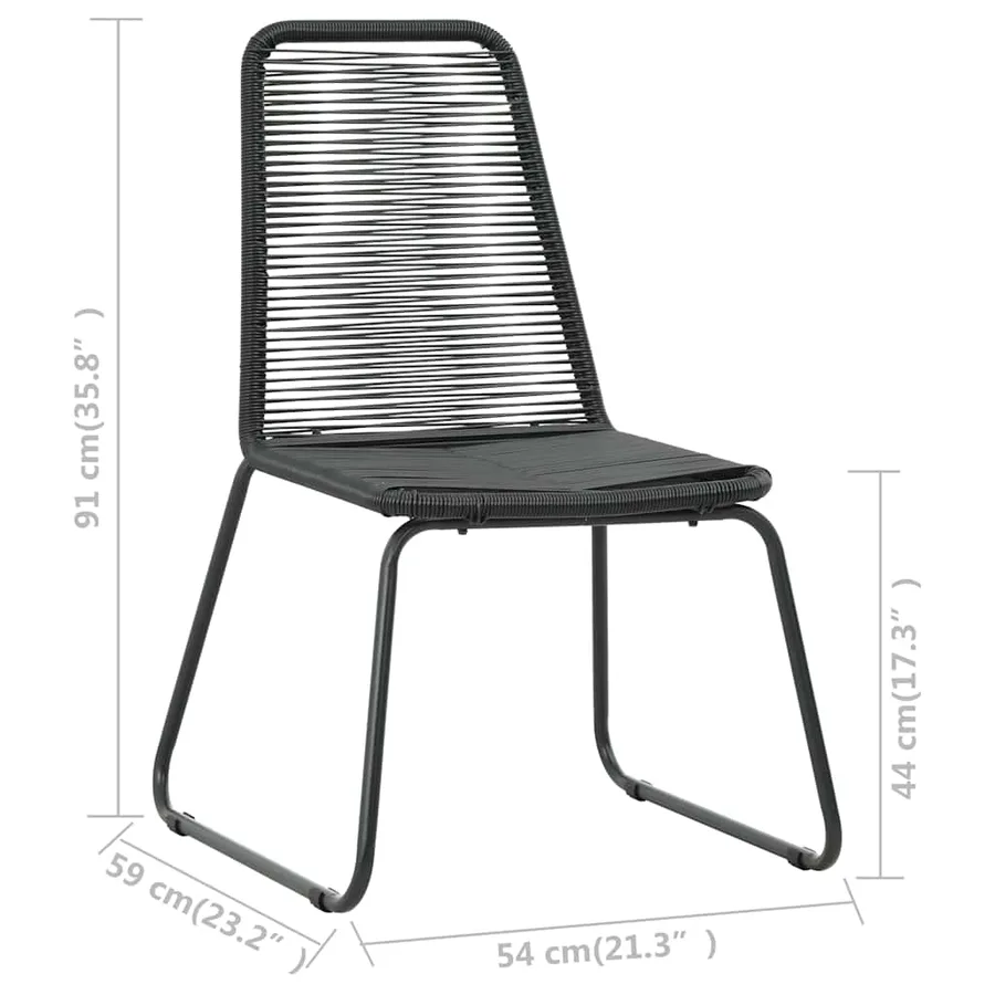 Ensemble à manger de jardin 7 pcs PVC résine tressée noir - 8