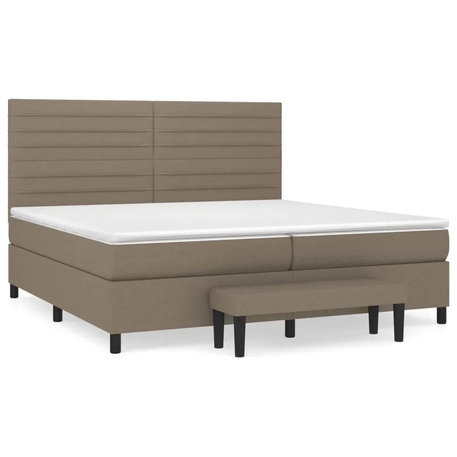 Sommier à lattes de lit avec matelas Taupe 200x200 cm Tissu - 2