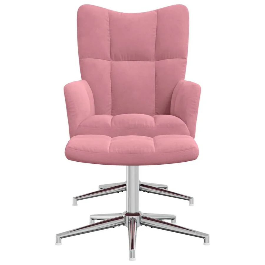 Chaise de relaxation avec tabouret Rose Velours - 3