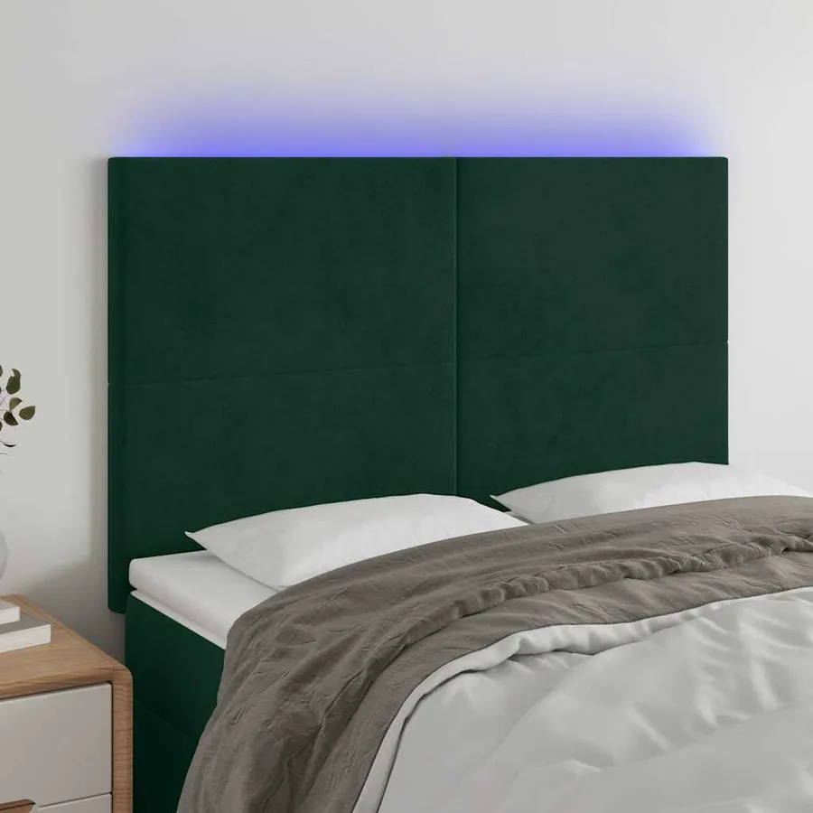 Tête de lit à LED Vert foncé 144x5x118/128 cm Velours