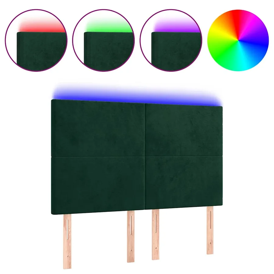 Tête de lit à LED Vert foncé 144x5x118/128 cm Velours - 2