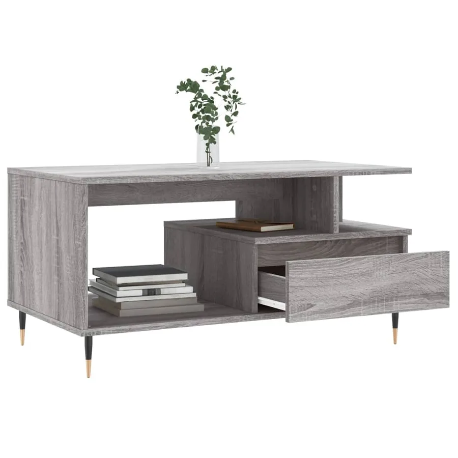 Table basse Sonoma gris 90x49x45 cm Bois d'ingénierie - 4