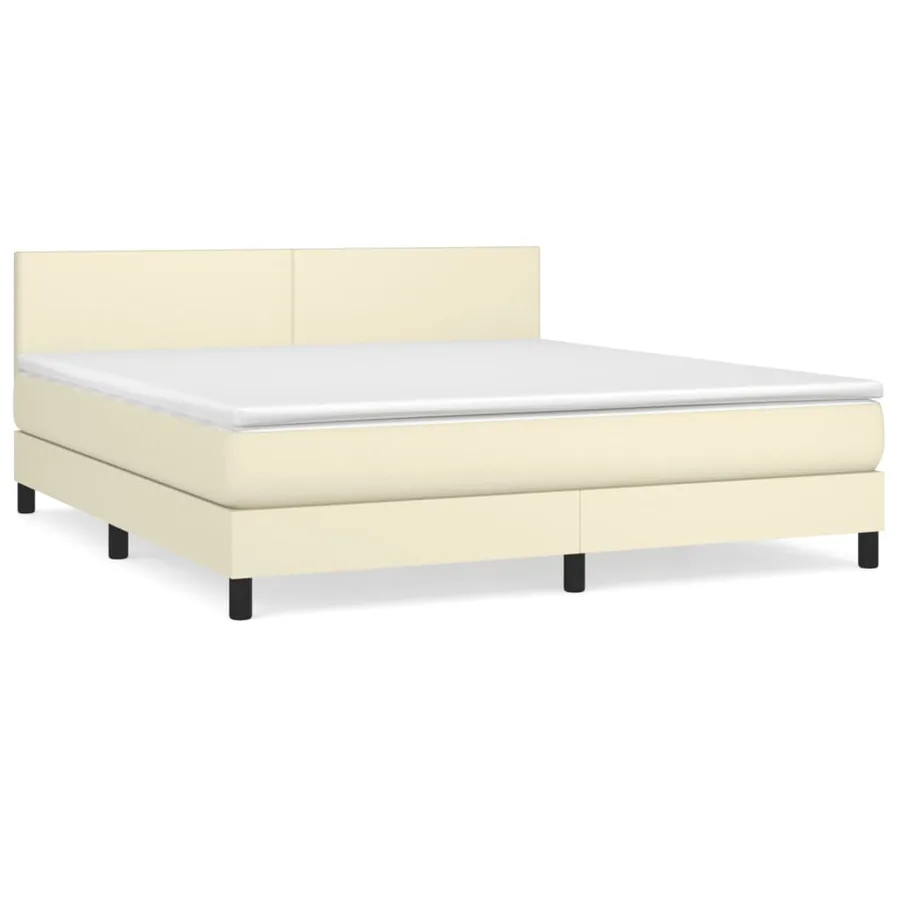 Sommier à lattes de lit avec matelas Crème 160x200cm Similicuir - 2